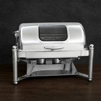 Silver Roman-Column Rectangular Chafer with Viewing Window