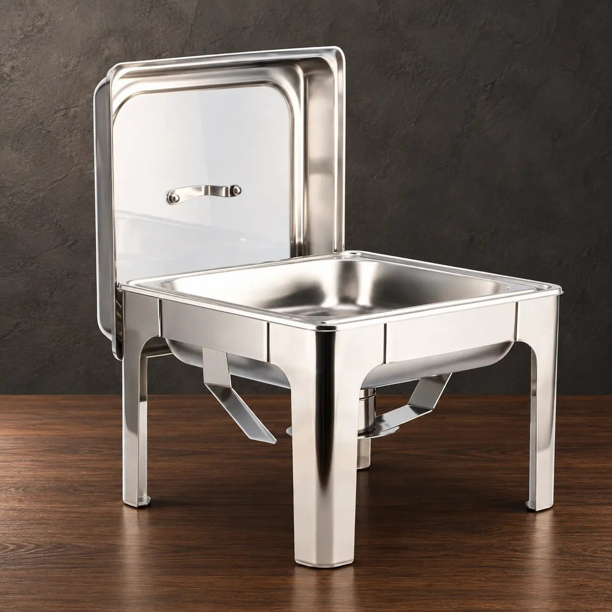 Square Viewing Chafer with Hanging Lid for Single-Grid Service - HUFA Kitchenware