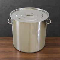 Straight tall stainless steel soup barrel with lid and side handles