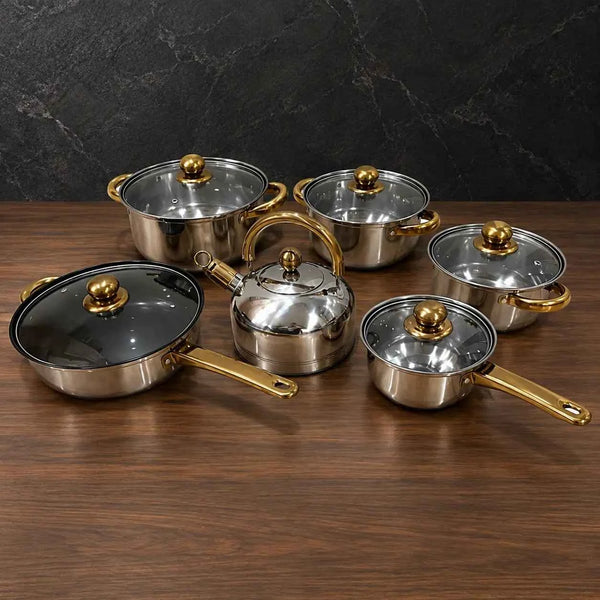 Teal 12-Piece Magnetic Stainless Steel Cookware Set