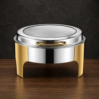 Two-Tone 8L Round Buffet Chafer with Slow-Close Viewing Lid
