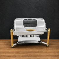 Two-Tone Roman-Column Rectangular Chafer with Viewing Window