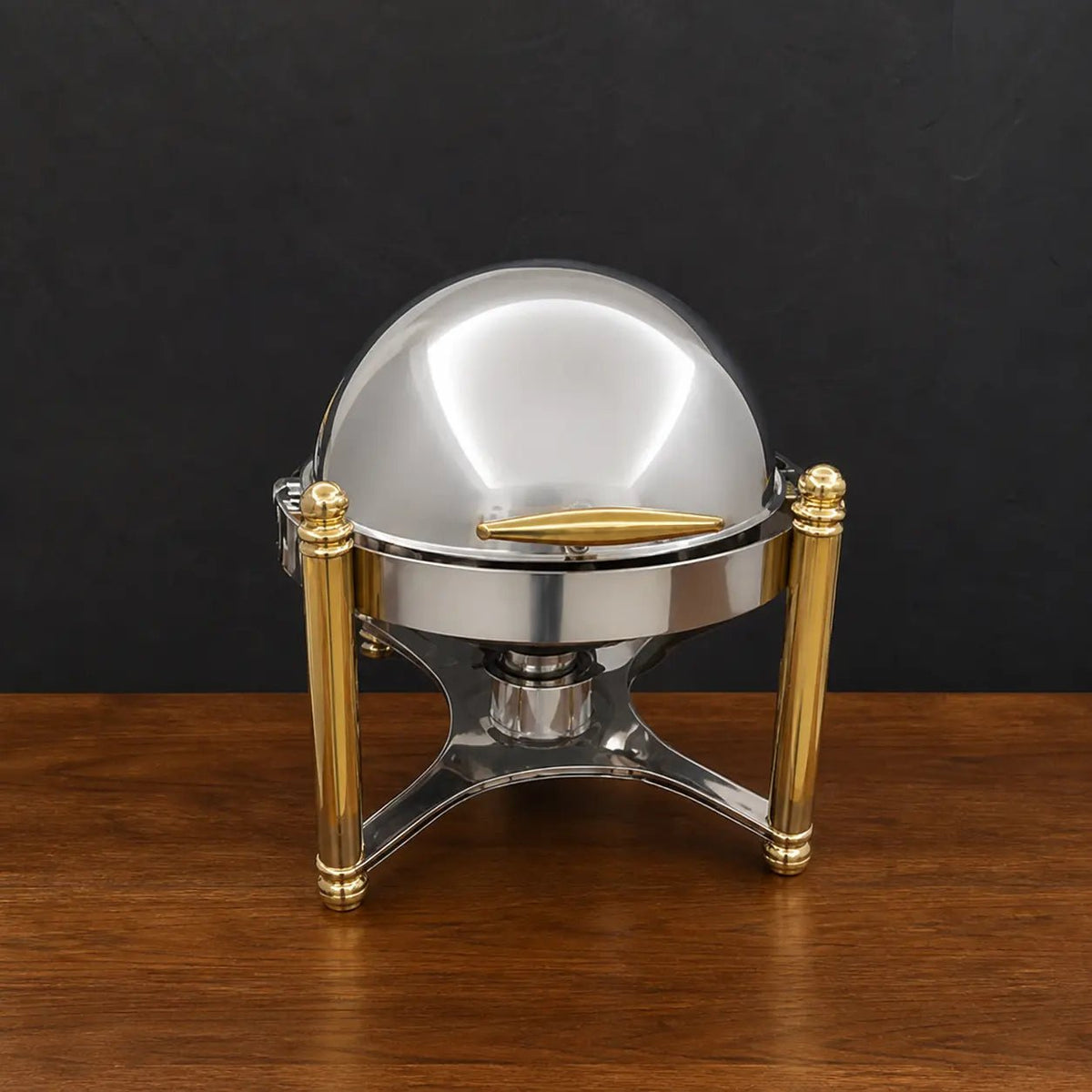 Two-Tone Round Roman-Column Chafer with Solid Roll-Top Lid - HUFA Kitchenware