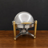 Two-Tone Round Roman-Column Chafer with Solid Roll-Top Lid - HUFA Kitchenware