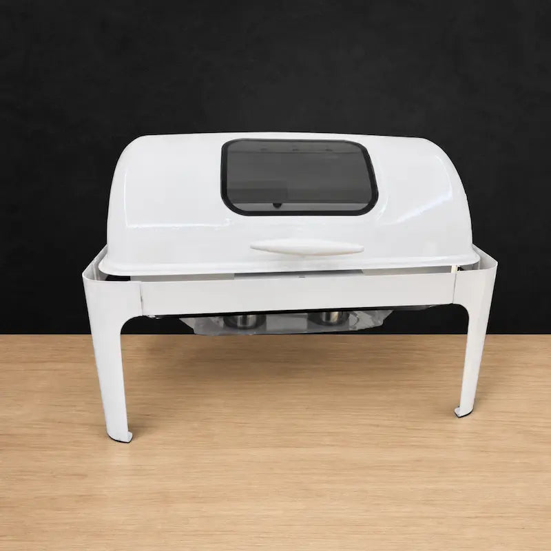 White Full-Size Buffet Chafer with Clear Viewing Lid