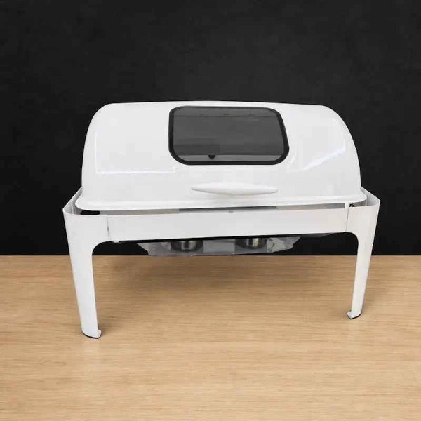 White Full-Size Buffet Chafer with Clear Viewing Lid